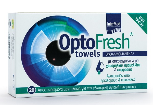 Συσκευασία του προϊόντος OptoFresh towels της InterMed.