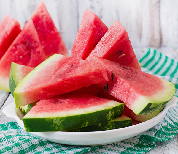 slices juicy tasty watermelon white plate 1