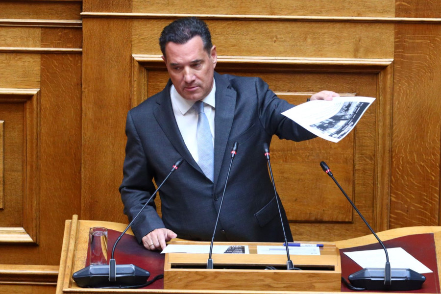 Ο Άδωνις Γεωργιάδης στο βήμα της Βουλής/EUROKINISSI